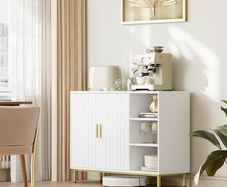 Sideboard, Kitchen Cabinet, Freestanding Bathroom Cabinet with Two Doors, Adjustable Shelves