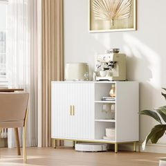 Sideboard, Kitchen Cabinet, Freestanding Bathroom Cabinet with Two Doors, Adjustable Shelves