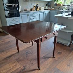 Mahogany Extendable Drop-Leaf Table with Drawer