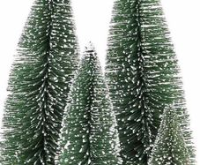Miniature Christmas Tree, Mini Ornaments Tabletop Trees, miniture snowing pin trees with Wooden Bases FOR Xmas Holiday Party Home Decor 4PCS (FREE POSTAGE)