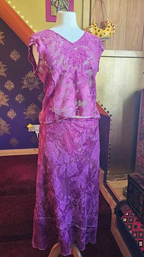 Avoca Raspberry pink purple skirt and top wool set