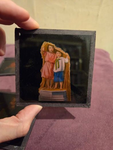 3 Antique Magic Lantern Glass Slides