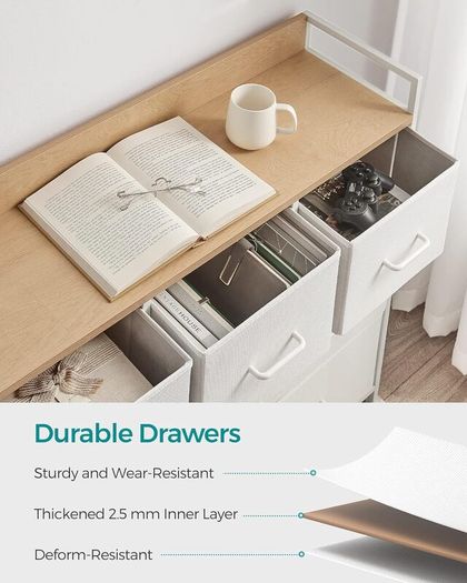 Industrial design with 7 drawers (Cloud white Oak beige) FREE P&P