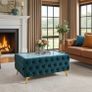 Coffee table 83x63x45cm velvet with glass Image 5