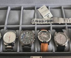 6-Watch Collection Bundle with 12-Slot Display Box (Boderry Titanium, Casio Edifice, CK, Newbridge)