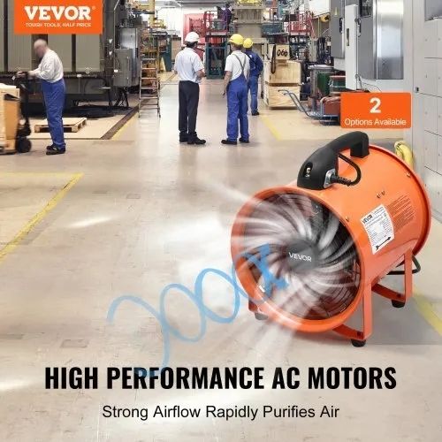 300mm Portable Ventilator, 2 Speed 2894CFM High-Velocity Industrial Utility Blower Fan with 10m Flexible Duct Hose, Exhaust Axial Fan for Basements, Workshops, Warehouses, Orange