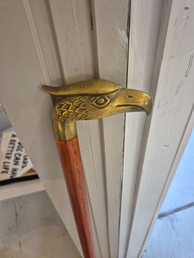 Vintage walking stick solid brass eagle head