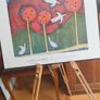 Framed Vintage  titled "Four Orchard Geese" by artist Elena Gomez.from the 1990s, specifically referenced in 1999. Image 8
