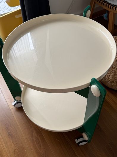 Cute round side table with wheels
