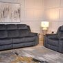 Gresham Grey & Beige Fabric Recliner Sofa Image 2