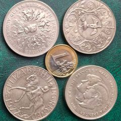 British Crowns / 25p UK 4 Coins Lot