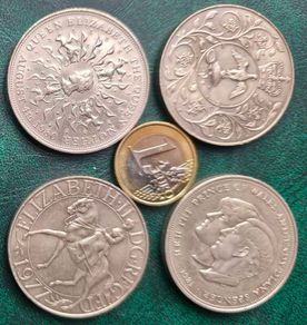 British Crowns / 25p UK 4 Coins Lot