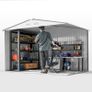 Garden Shed 277x195x192 cm Metal Outdoor Storage for Tools Silver and Gray Image 5