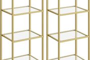 Set of 2 Shelves Tempered glass gold