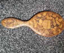 Antique Pokerwork Ladies Hand Mirror