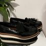 Real leather black patent loafers Image 2