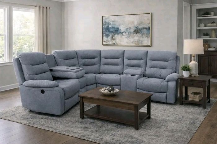 New Ashford Truffle & Grey Micro Fabric Recliner Sofa