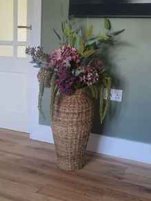 large vase with a selection of artificial flowers original priceing from 5 euro to 8 euro each. some from sostrene Grene