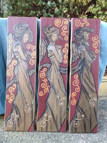 3 X large Greek Goddess originals on hardwood