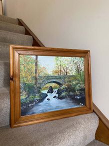 The late Maggie Dobbs, Enniscorthy, Oil on canvas, Bora river, Boradale, Co. Wexford