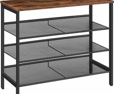 4-Tier Shoe Rack, Industrial Shoe Storage Organizer with 3 Adjustable Mesh Shelves, Metal Frame, Strong and Durable, Ideal for Entryway, Living Room, Bedroom, Hallway, Rustic Brown