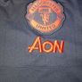 Official Manchester United Adidas Aon Polo Shirt Navy Red Image 3