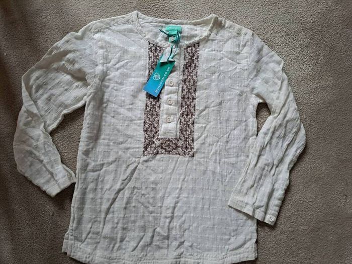 Monsoon 7-8 cream cotton button top new