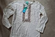Monsoon 7-8 cream cotton button top new