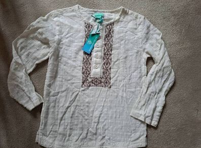 Monsoon 7-8 cream cotton button top new