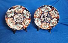 2 Vintage Japanese Gold Imari Decorative Plates , Ornament