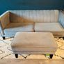 Grey Velvet 3 Seater Sofa + Matching Footstool Image 4