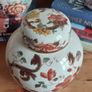 Fabulous Vintage Masons Ironstone Medium Sized (7 inch tall) Lidded Prunus Jar/Ginger Jar in the Brown Velvet Pattern, Circa 1923-1940 Image 9