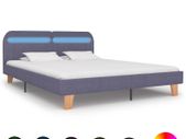 Bed Frame with LED Light Grey Fabric 180x200 cm 6FT Super King
