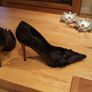 Black glitter shoes with satin bow Image 4