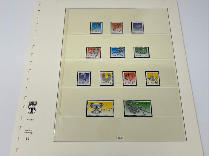 1972-91 Ireland Mint Never Hinged Stamp Collection in Lindner Album. Contained on 56 Lindner Album Pages. 58 Images.