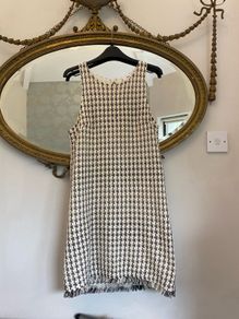 Mango MNG black and cream sleeveless knit cotton blend dress / a-line dress size M