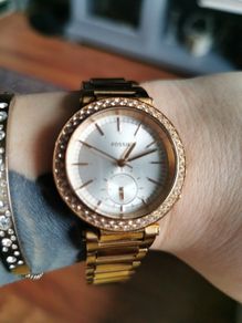 fossil Rose gold diamonte womens watch