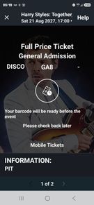 Harry Styles pit ticket day swap