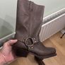 Genuine Leather Brown Biker Boots 5 Image 2