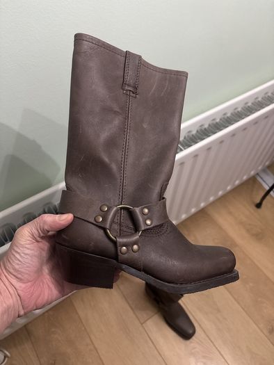 Genuine Leather Brown Biker Boots 5