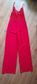 Red wide legged jumpsuit,