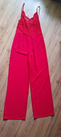 Red wide legged jumpsuit,