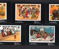 1990 Isle of Man Edwardian Postcards Commemorative Stamps on call card  (GPT - Magnetic)