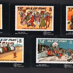 1990 Isle of Man Edwardian Postcards Commemorative Stamps on call card  (GPT - Magnetic)
