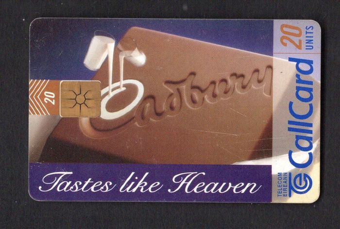 1997 Ireland 20 unit Cadbury "Tastes Like Heaven" (Gemplus) Call Card Used. Telecom Eireann Card Number 1182