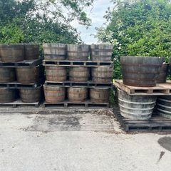 oak barrel planters
