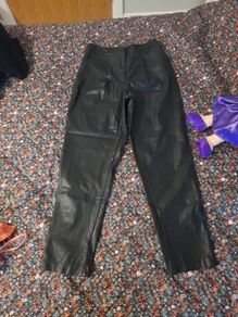 black leather look trousers