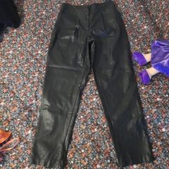 black leather look trousers