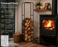 Narrow Metal firewood shelf