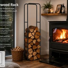 Narrow Metal firewood shelf